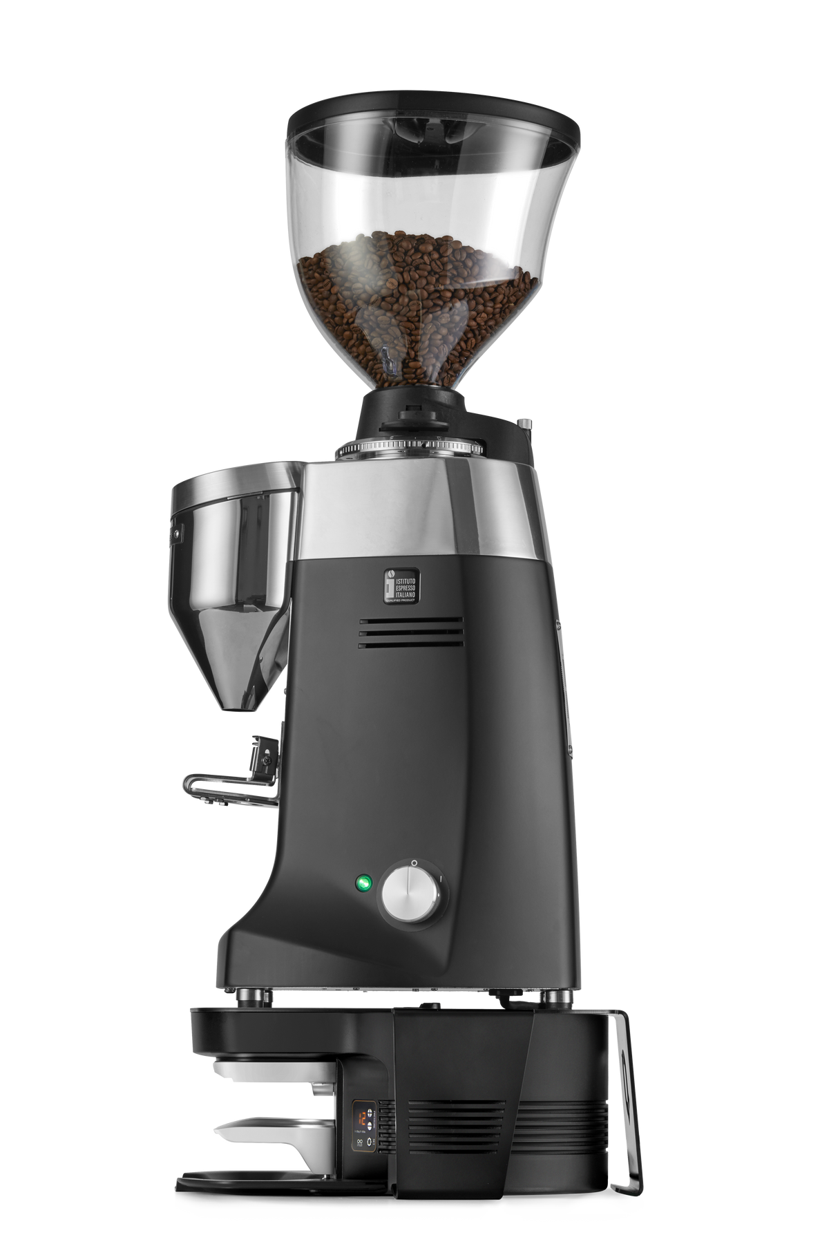 PUQ Press M5 con bracket y molino Mazzer Robur vista lateral