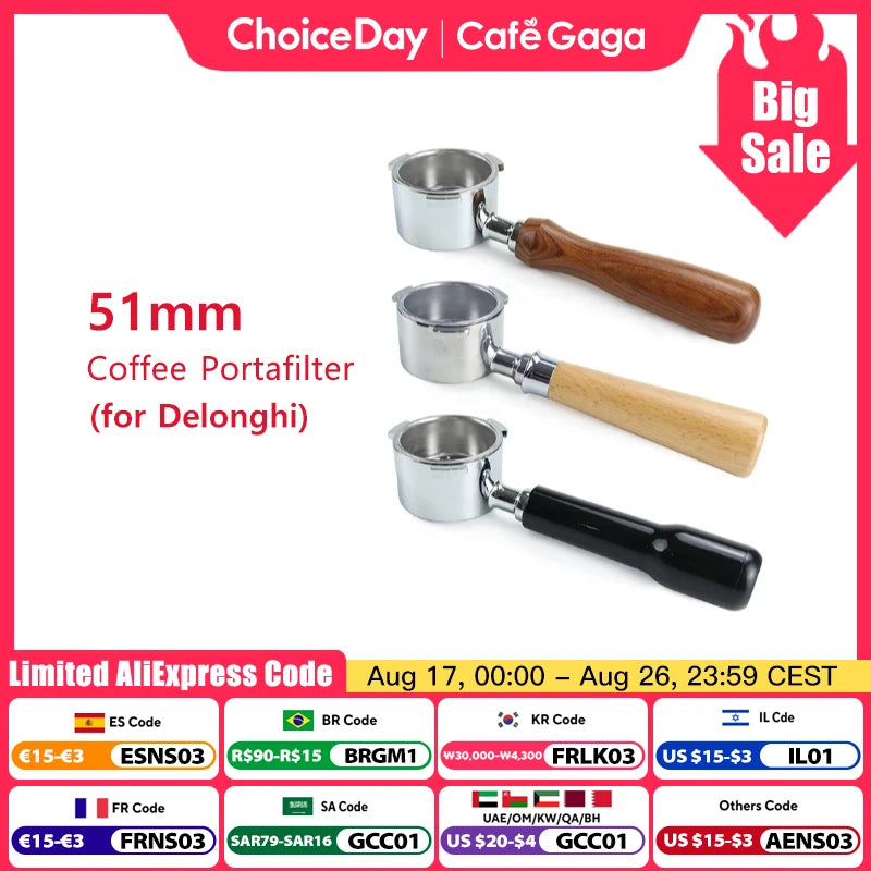 Portafiltro bottomless 51 mm para DeLonghi Dedica EC680 y EC685 - imagen 1