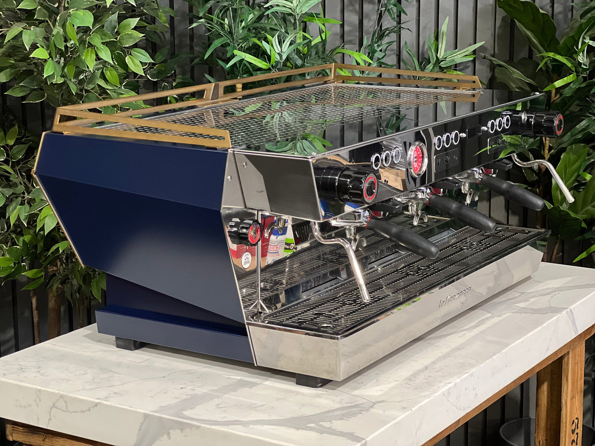 La Marzocco KB90 3 Grupos Azul y Dorado