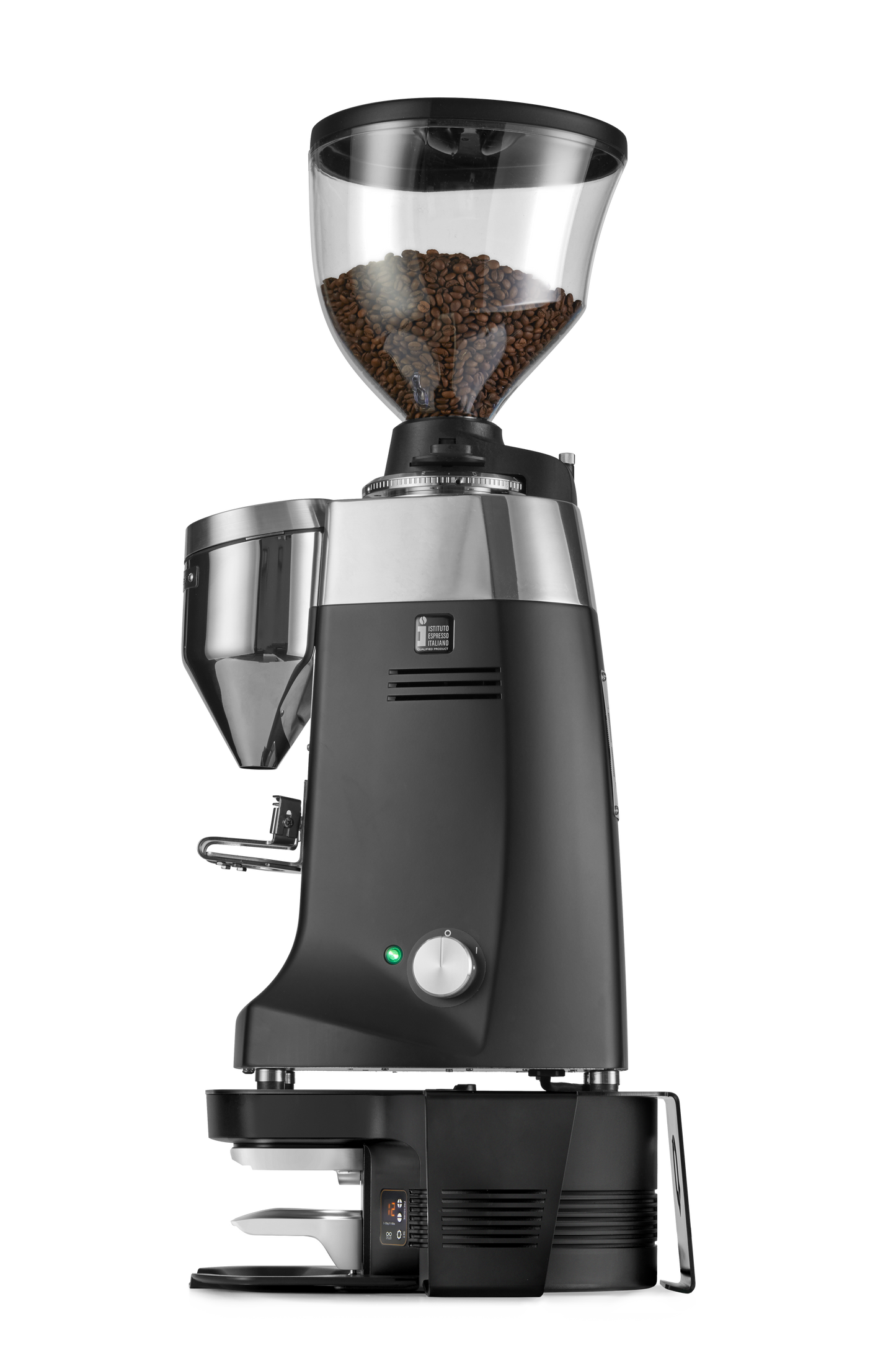 PUQ Press M5 con bracket y molino Mazzer Robur vista lateral