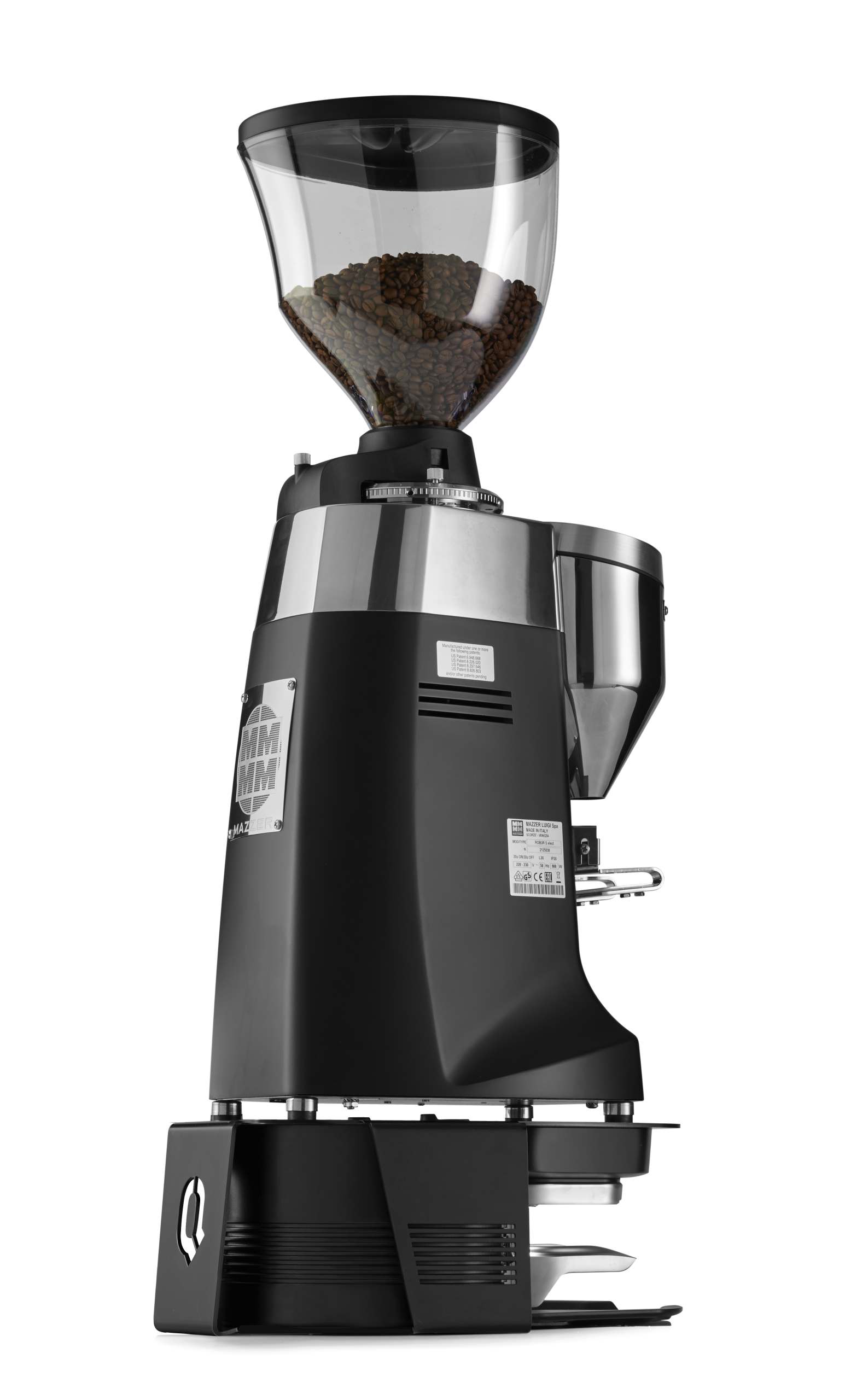 PUQ Press M5 con bracket y molino Mazzer Robur vista posterior