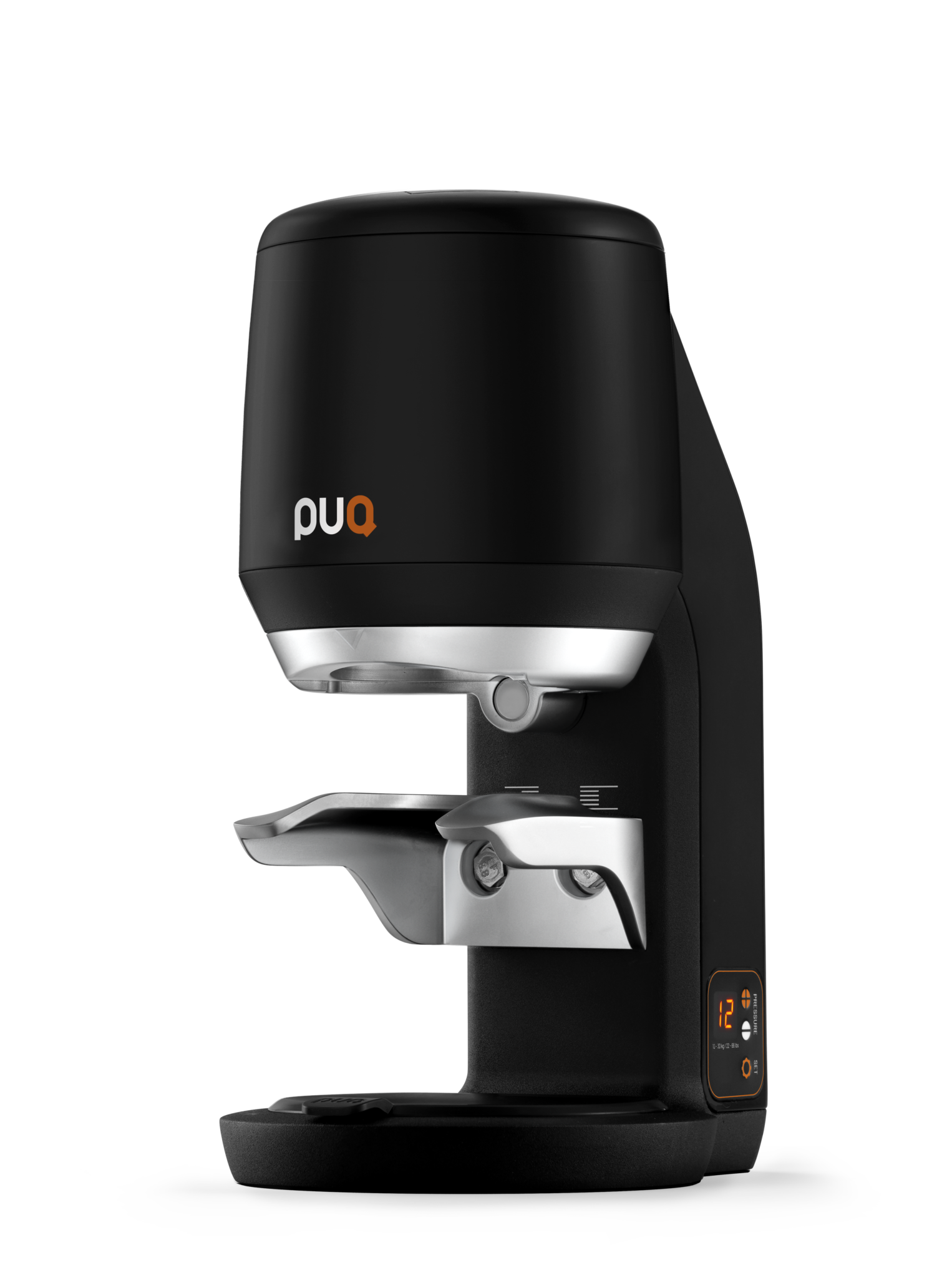 PUQ Press MINI negro en vista frontal de tres cuartos